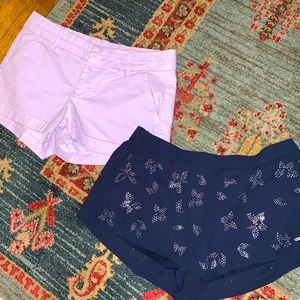 Bundle 2 shorts, lilac and dark navy bedazzled